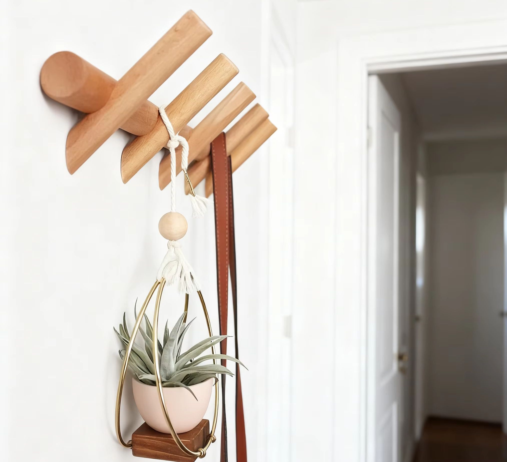Furniture Hook Hardware - Nordic massief houten kapstok met 4/5