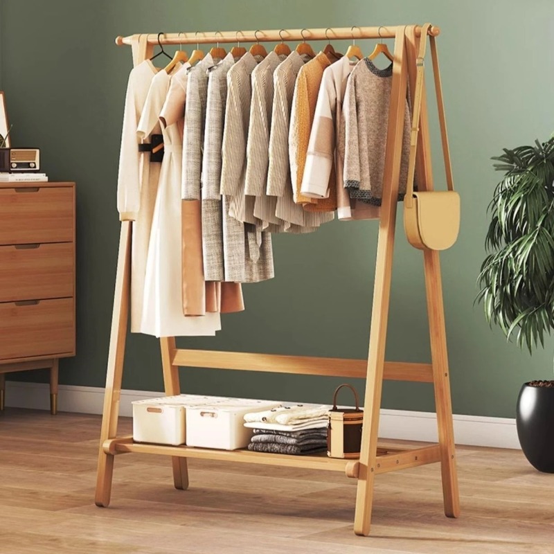 Furniture Hook Hardware - Eenvoudige bamboe kledinghanger met dubbele laag,