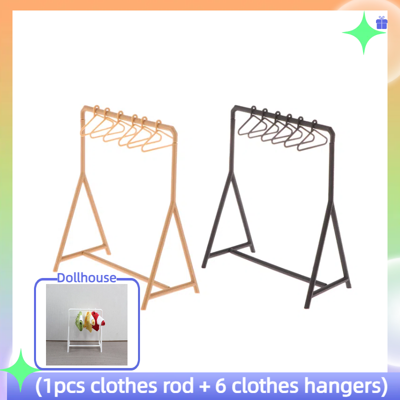 Furniture Hook Hardware - 1/12 Kledingrek Kledingstuk Organisator Hangers Set