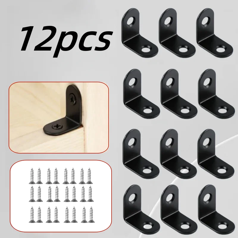 Used Furniture Hardware - 12 stuks zwart metalen haakse L-vormige