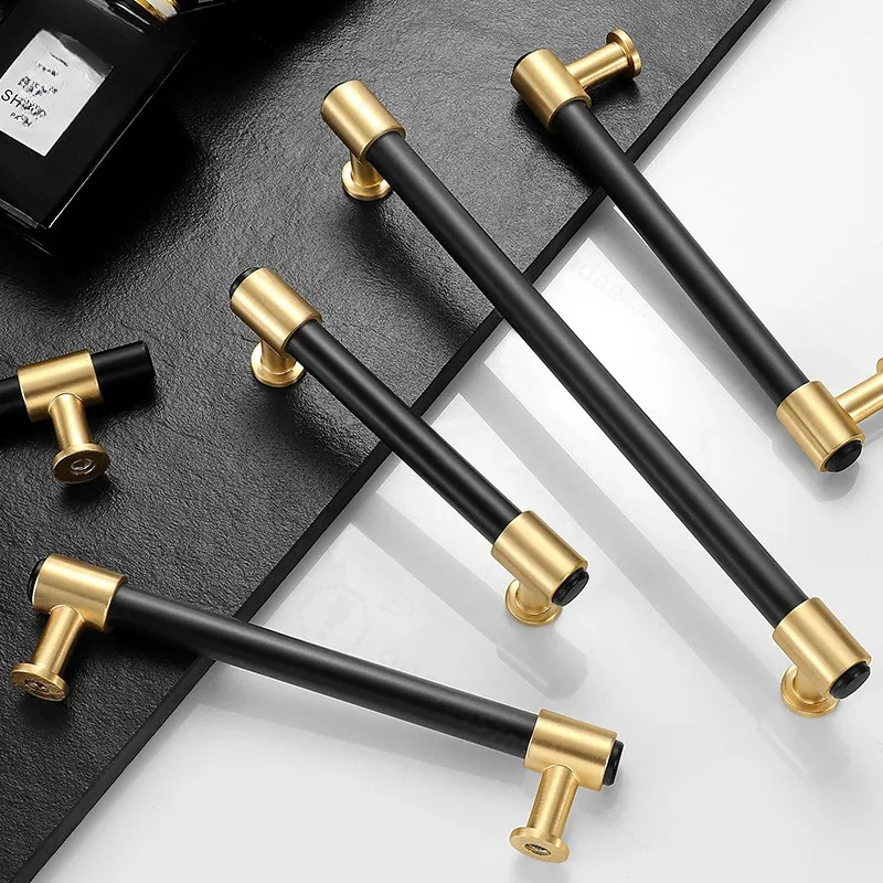 Furniture Hardware Wholesale - Moderne eenvoudige Scandinavische zwart-gouden greep kastdeur
